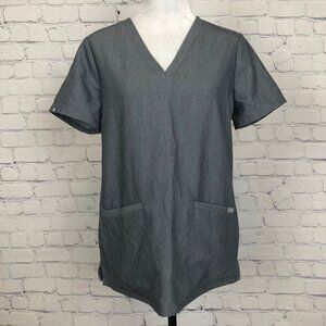 Figs Womens Casma Three-Pocket Scrub Top Size S Heather Gray